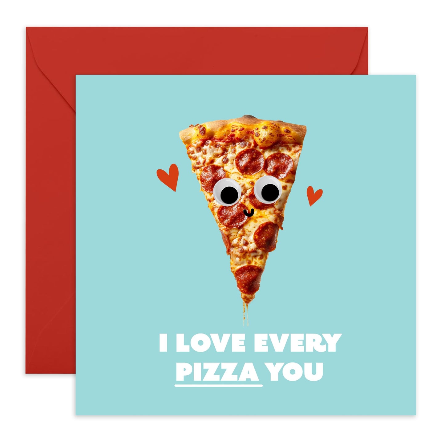 Cute Valentines Day Card - 'Pizza You' - Sweet Greetings for Wife, Husband, Girlfriend, Boyfriend, Couples, Partners, Married - Pizza Love - Comes with Fun Stickers