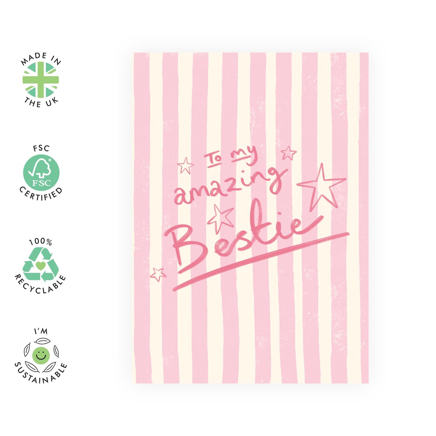 Bestie Birthday Card For Women - To My Amazing Bestie - Best Friend Birthday Card - Galentines' Day Card - Thank You Cards - I Love You Gifts For Her Bff - Comes With Cute Stickers By Central 23