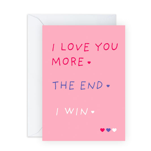 Cute I Love You Greeting Card - 'I Win' - Romantic Gifts for Husband, Wife, Girlfriend, Boyfriend, Married Couples, His, Her , Mum & Dad - I Heart You - Comes with Fun Stickers
