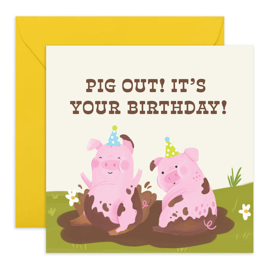 Birthday Card For Him Her - Pig Out! It's Your Birthday - Birthday Cards Best Friend - Funny Greeting Cards Brother - Gift From Friend - Comes With Fun Stickers By Central 23