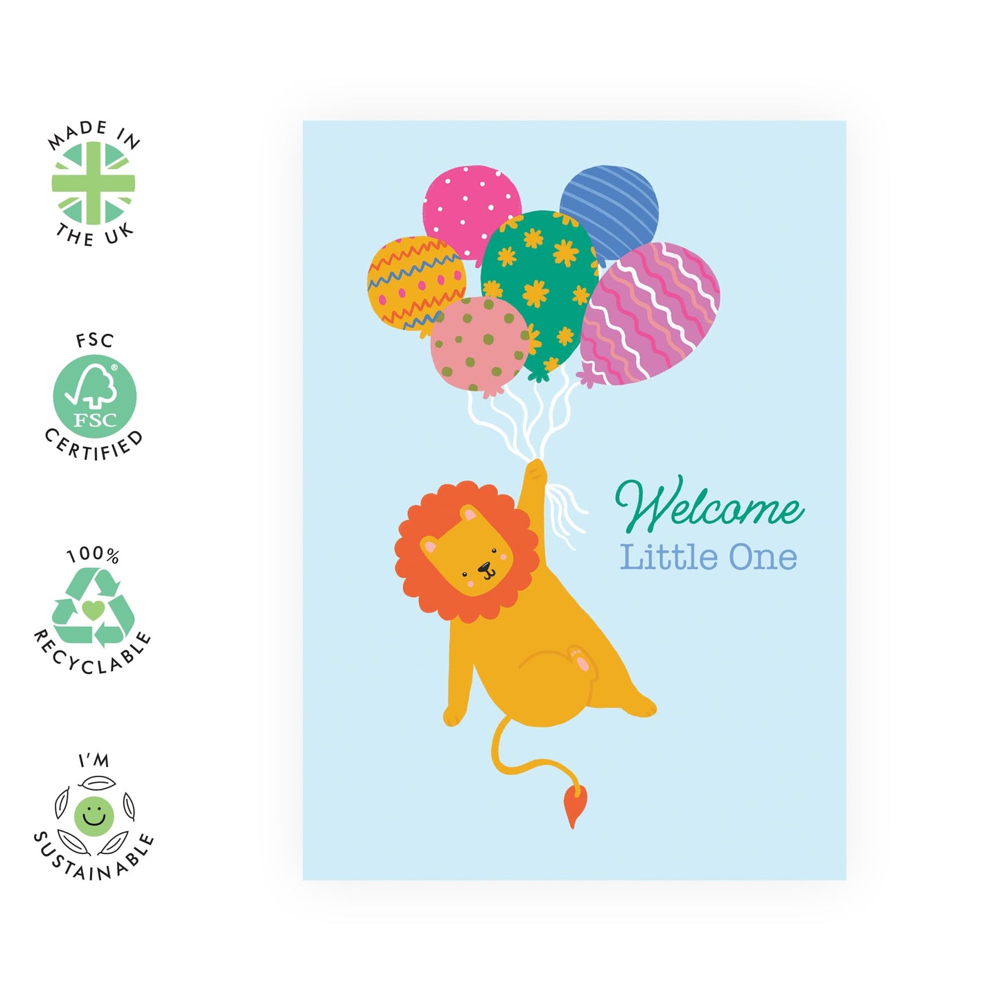 Baby Shower Card For Boy - Welcome Little One - New Baby Card Congratulations - Welcome Home Baby Greeting Cards For Mum Dad - Housewarming Gifts For Parents - Comes With Stickers - By Central 23