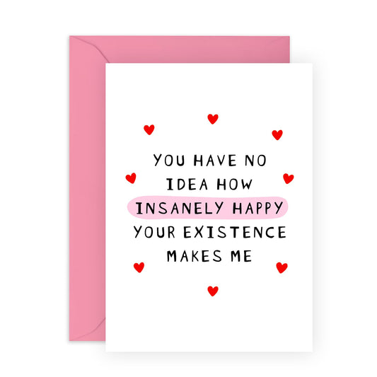 Sweet Anniversary Day Card - 'You're Existence' - Romantic Gifts for Husband, Wife, Married Couples, His, Her , Mum & Dad - Thanks for Staying - Comes with Fun Stickers