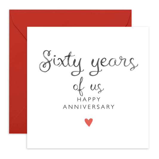 Amazing 60th Wedding Anniversary Card - 'Sixty Years Of Us' - Gifts for Wife, Husband, Spouse, Honey, Lovebug, Darling, Other Half - 60 Years And Going Strong - Comes with Fun Stickers