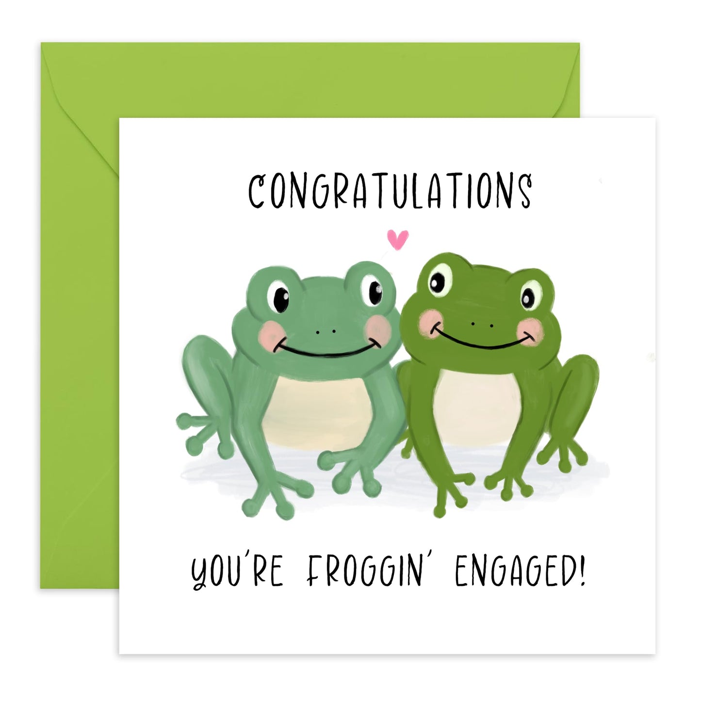Cute Engagement Congratulation Card - 'Frog Engaged' -Gift for Bestie, Best Friend, Girlfriend, Bruv, Mate, Bro, Sis, Sister - Wish You The Best - Comes with Fun Stickers