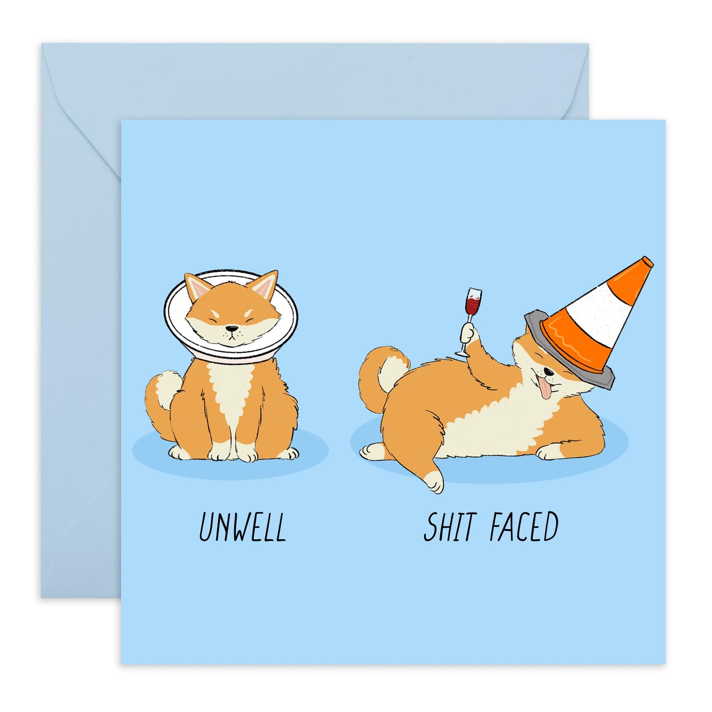 Greeting Card For Him Her - Unwell Drunk Cone Dog - Greeting Card For Adult - Gift For Fur Parents Dog Mum Or Dad - For Son Daughter - Comes With Stickers By Central 23