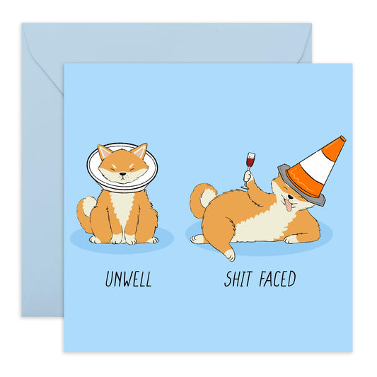 Greeting Card For Him Her - Unwell Drunk Cone Dog - Greeting Card For Adult - Gift For Fur Parents Dog Mum Or Dad - For Son Daughter - Comes With Stickers By Central 23