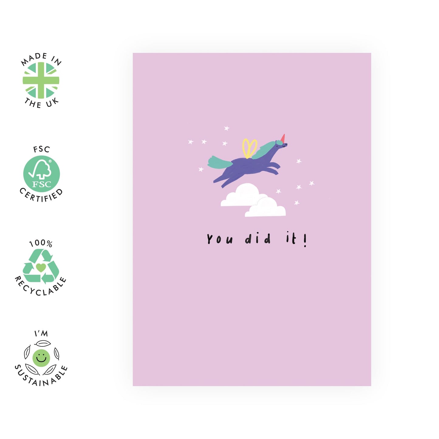 Celebratory Card - 'YOU DID IT UNICORN' - Perfect for Recognizing Achievements with a Touch of Magic - Ideal for Friends BFFs Sisters and Family Who Love Unicorns - Comes With Stickers By Central 23