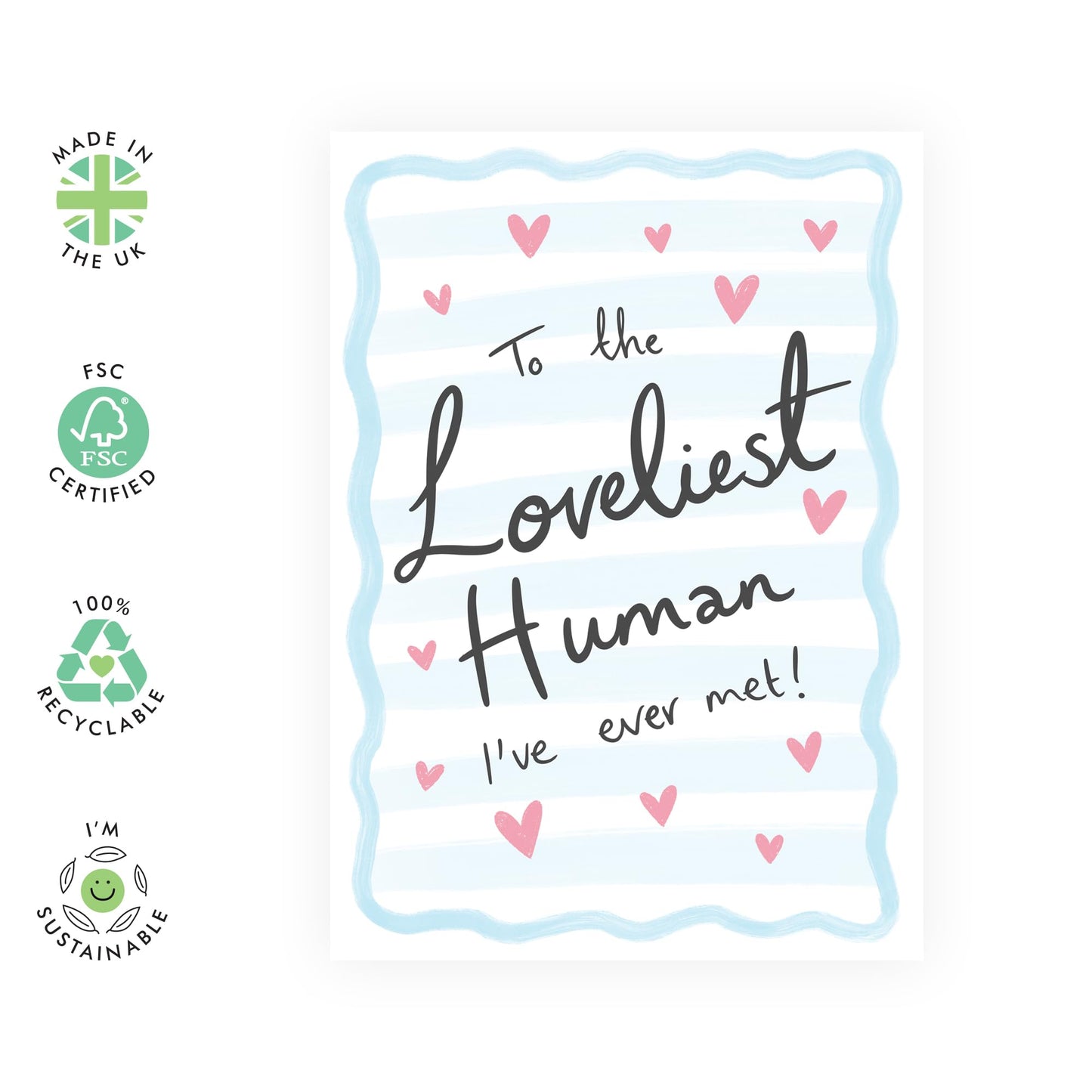 Husband Birthday Card - To The Loveliest Human I've Ever Met - Romantic Anniversary Card For Wife Partner Girlfriend Boyfriend - I Love You Card For Special Friend - Comes With Stickers By Central 23