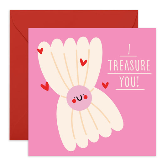 Cute & Romantic Anniversary Card - 'Treasure You' - Sweet Greetings for Husband, Wife, Couples, Married, Girlfriend, Boyfriend, Him, Her - Most Valued - Comes with Fun Stickers