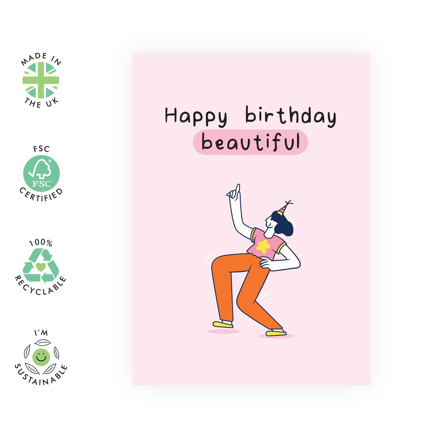 Birthday Card for Her - 'Happy Birthday Beautiful' - Gifts for Women, Wife, Girlfriend, Bestie, BFF, Friends, Coworker, Colleague - Good Looks - Comes with Fun Stickers