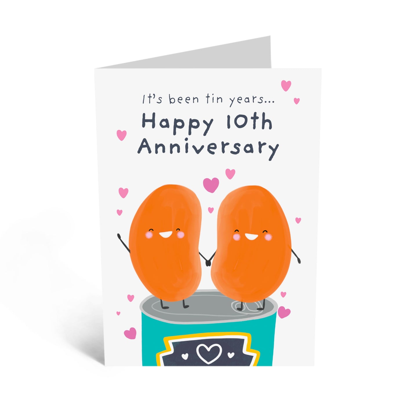 Sweet Greeting Card - 'HAPPY 10TH ANNIVERSARY BEAN' - Ideal for Celebrating a Decade of Love with a Touch of Charm - Perfect for Marking Special Milestones - Comes with Stickers by Central 23