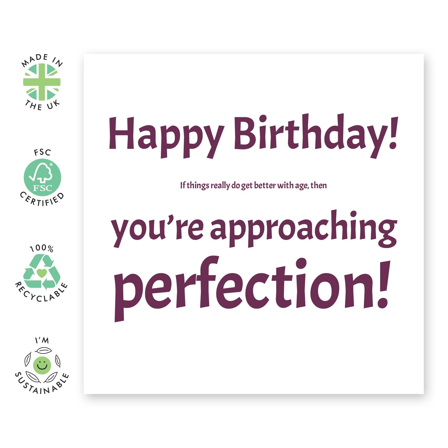 Birthday Card For Men Women - Approaching Perfection - Mum Dad Birthday Cards - Sweet Birthday Card For Friend - Brother Birthday Card - Gift For Him Her - Comes With Sticker By Central 23