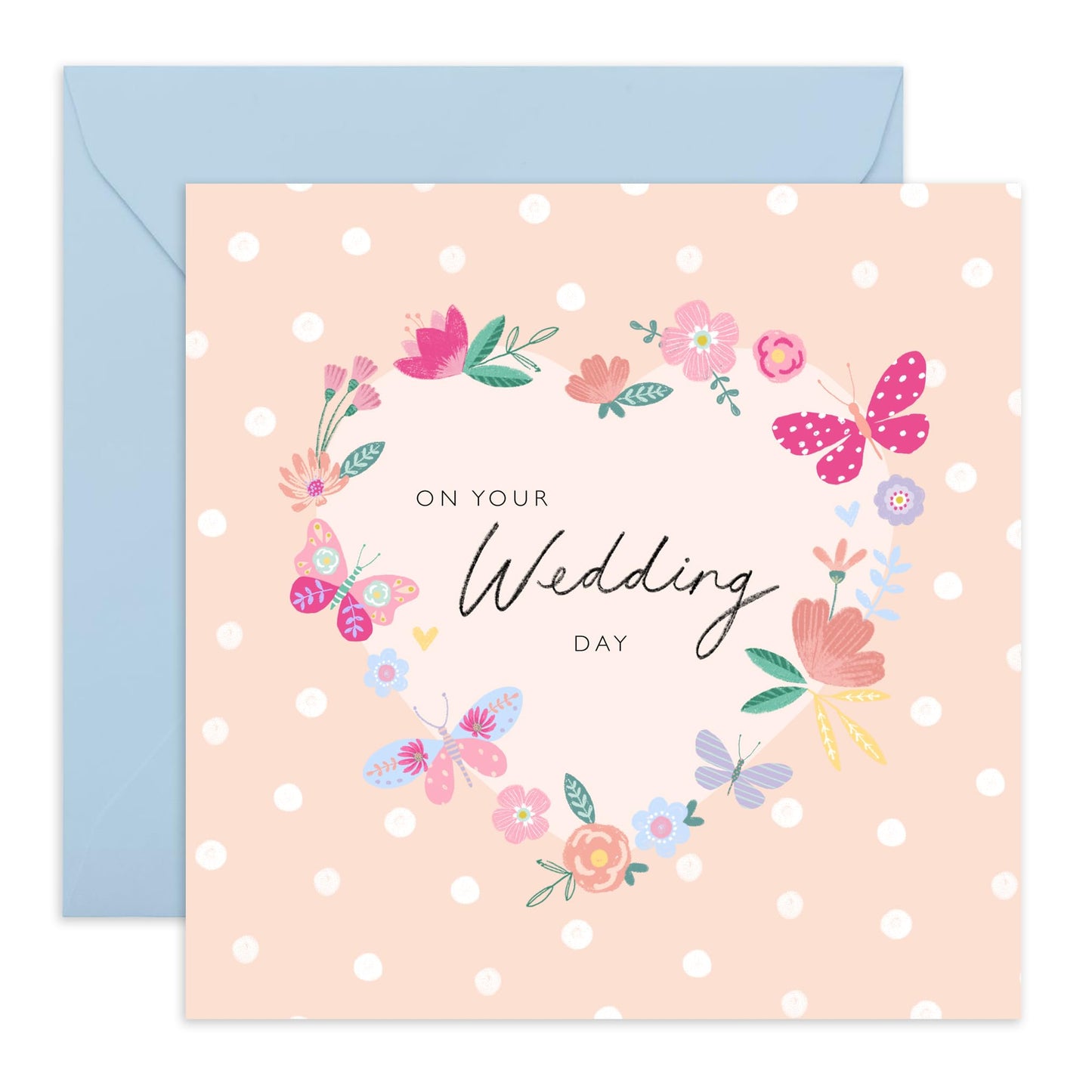Wedding Cards For Bride And Groom - On Your Wedding Day Heart - Floral Greeting Card - Congratulations Card For Men Women - Best Wishes Gift For Him Her - Comes With Stickers By Central 23