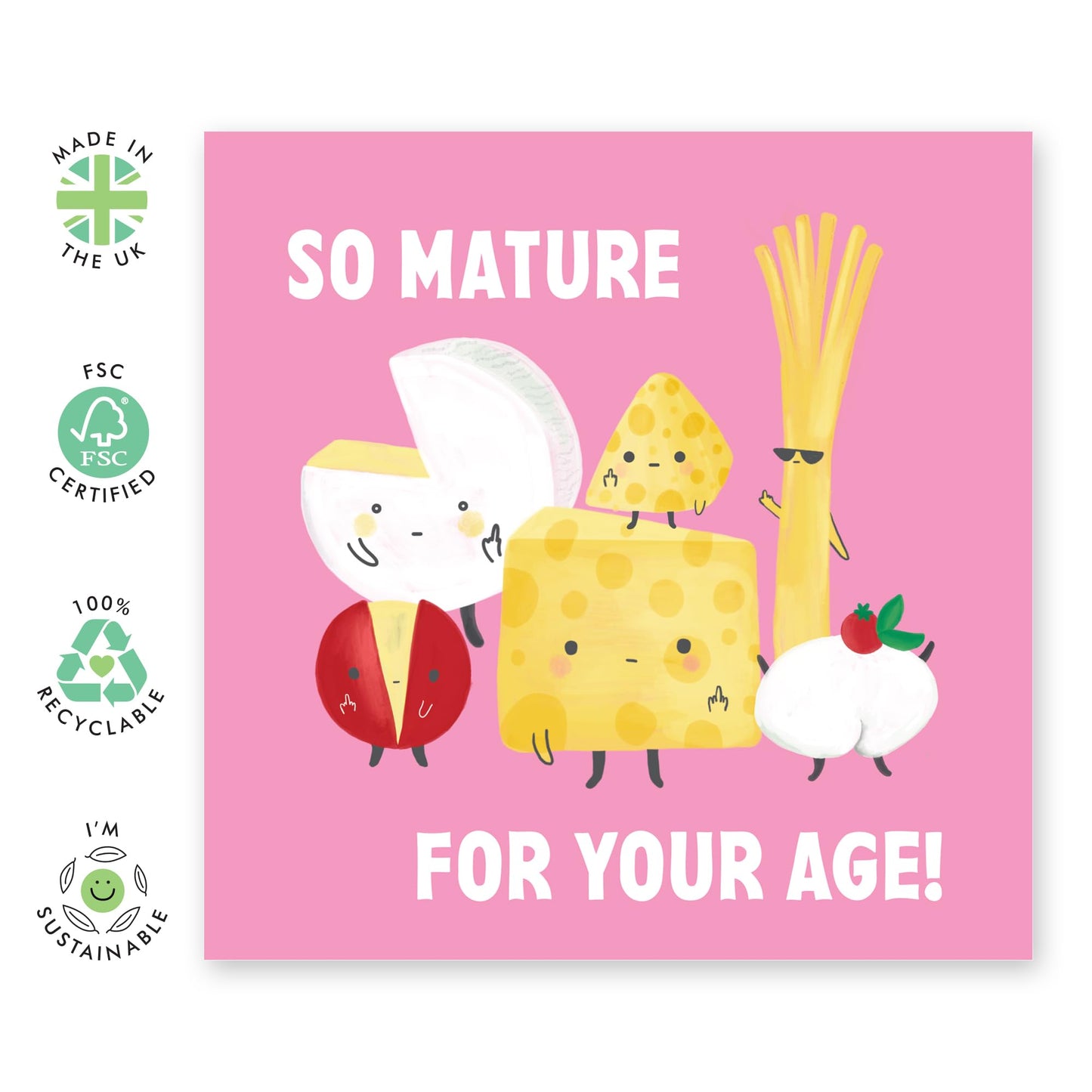 Mum Birthday Card For Her - Cheesy Card For Cheesy Mum - Funny Food Puns Jokes - Quirky Greeting Cards - Gifts For Female - Mother's Day Cards Women - Comes With Fun Stickers By Central 23