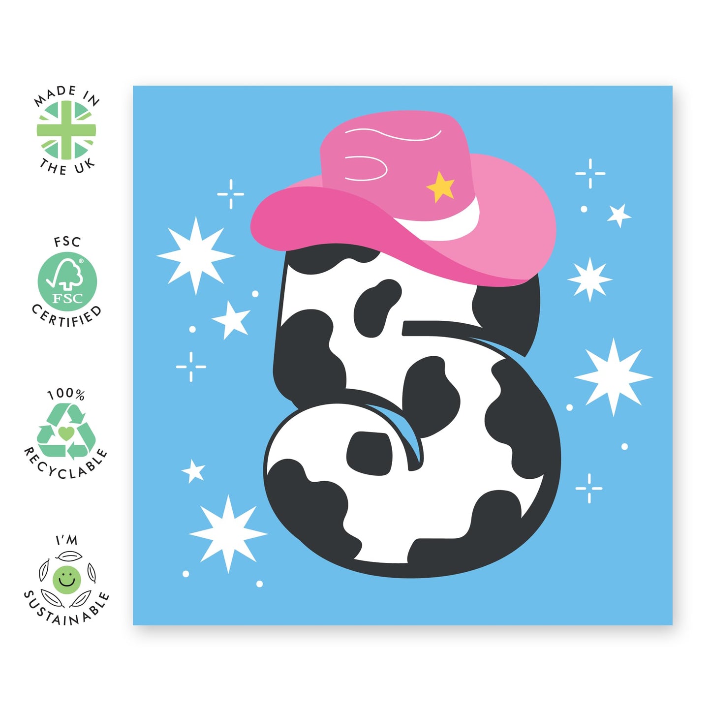 Birthday Card 5 Year Old Girl - Cowgirl - Happy 5th Birthday Card For Kids Five Years Old - 5th Bday - Gifts For Daughter Granddaughter Sister Niece - Comes With Fun Stickers - By Central 23