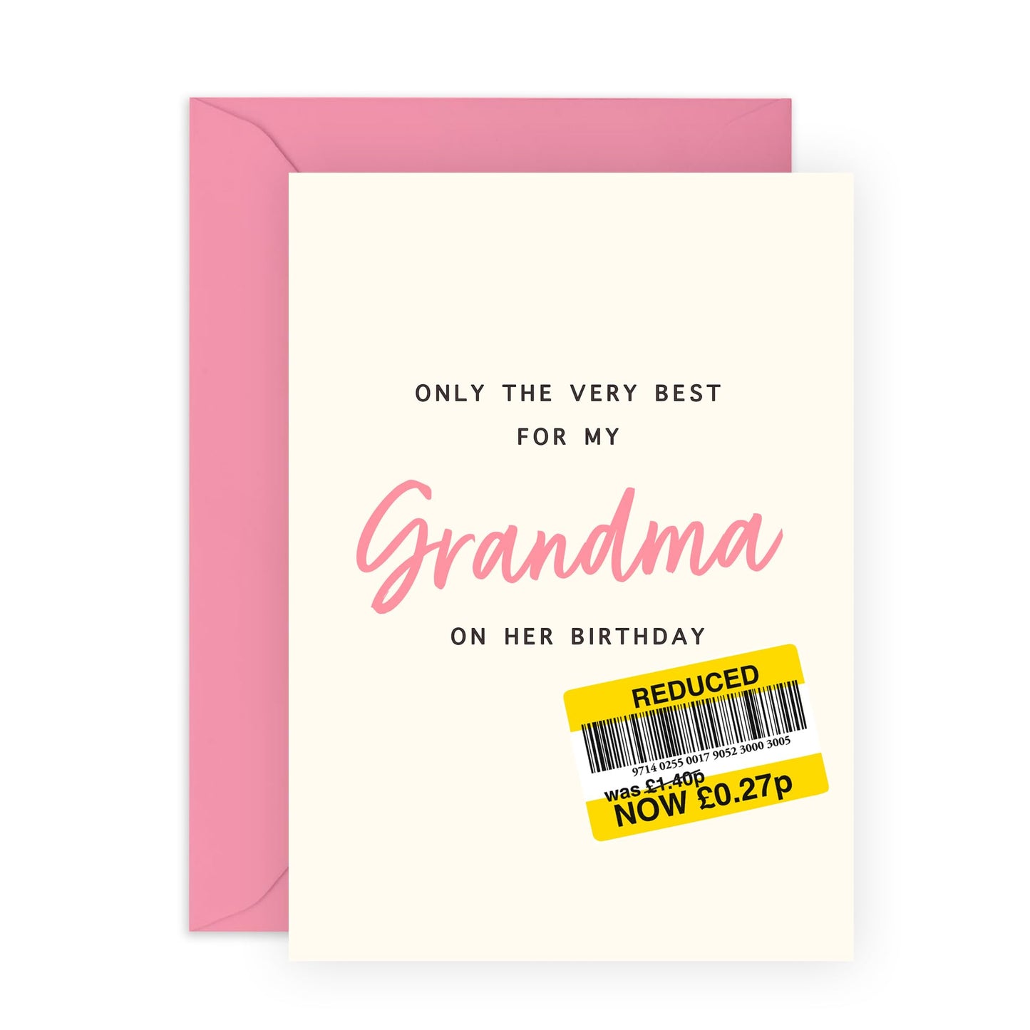Greeting Card - 'Only the Very Best for My Grandma' - For Grandmothers - Heartfelt Design - Ideal for Expressing Love and Appreciation - Perfect for Any Occasion - Comes with Stickers by Central 23