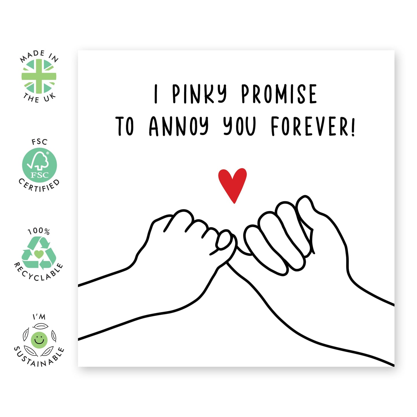 Engagement Card For Fiance - Pinky Promise To Annoy You Forever - Sweet Anniversary Card For Wife Husband - Valentine Cards For Couple - Comes With Cute Stickers