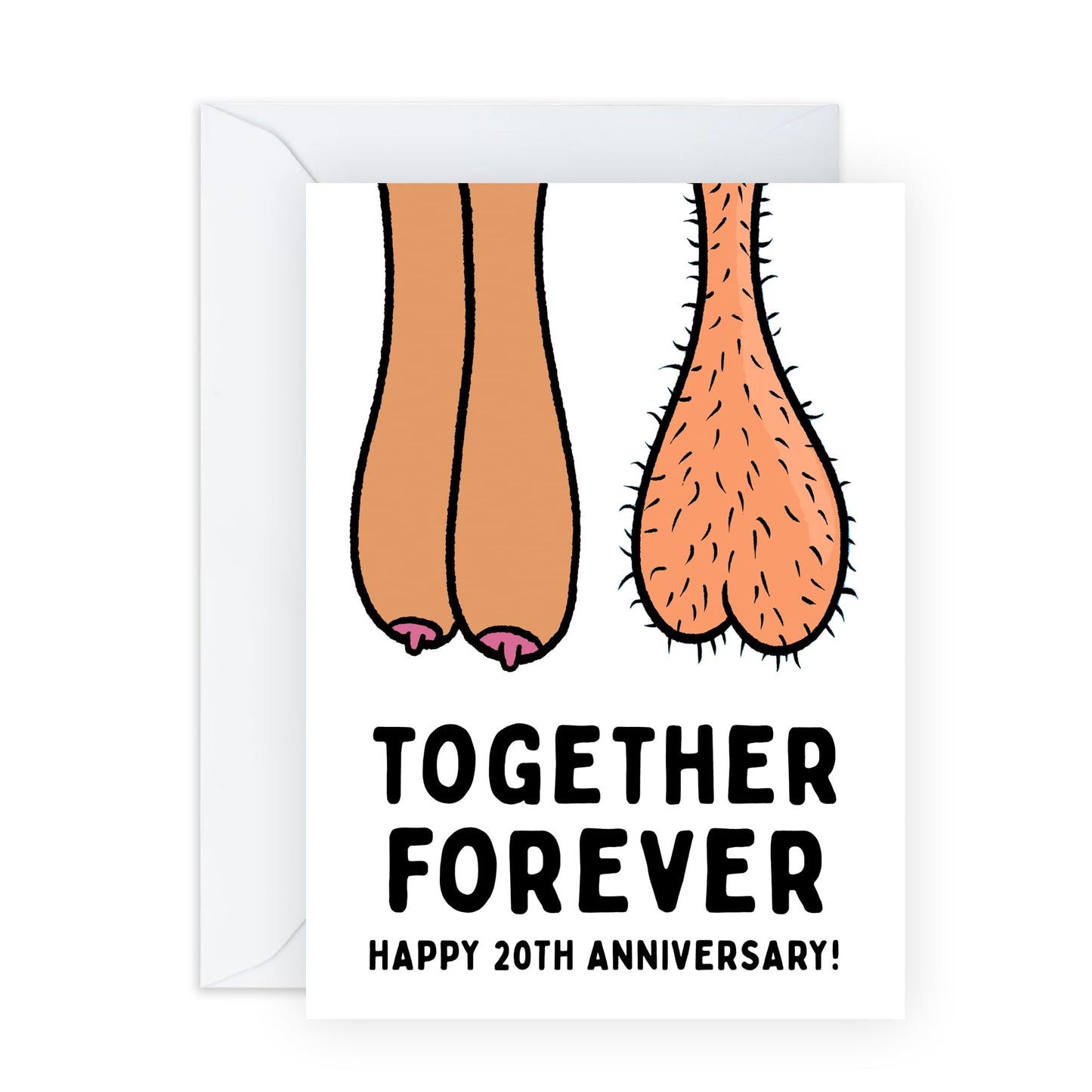 Funny 20 Years Anniversary Card - 'Together Forever 20th Anniversary' - Gifts for Husband, Wife, Her, Him, Spouse, Partner, Honey, Babe - Balls and Melons - Comes with Fun Stickers