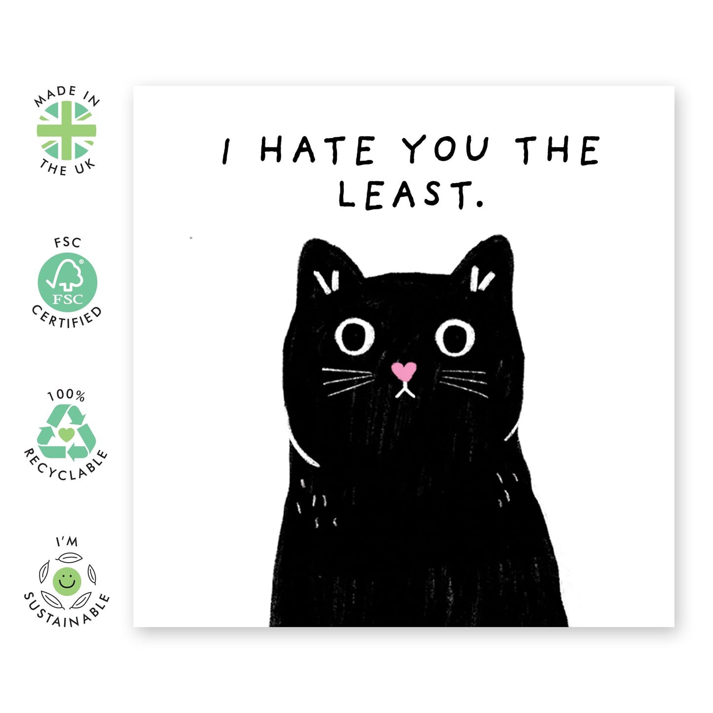 Funny Birthday Card - 'I HATE YOU THE LEAST!' - Perfect for Celebrating with a Playful Snark - Ideal for Friends Family Besties BFFs Sisters Boyfriend Girlfriend - Comes With Stickers By Central 23