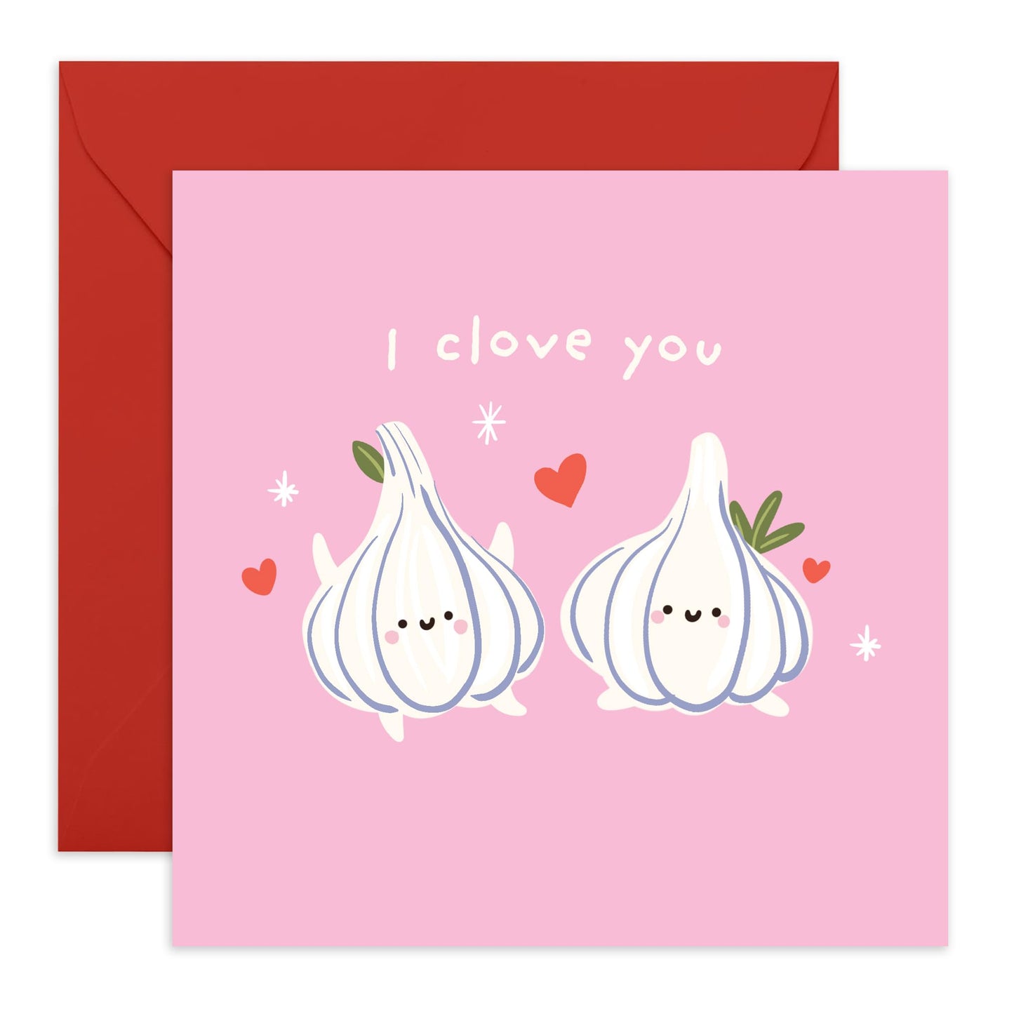Garlic Pun Love Card – "I Clove You" – Gift for Him, Her, Babe, Girlfriend, Boyfriend, Partner, Spouse, Husband, Wife, Sweetheart, Darling - Sweet and Quirky Ideas on Valentine’s Day