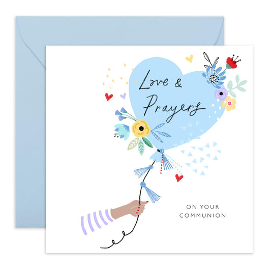 First Holy Communion Cards For Boys - Love And Prayers On Your Communion - Religious Greeting Cards With Envelopes - Church Gifts For Son Godson Nephew - Comes With Fun Stickers - By Central 23