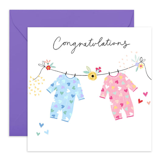 Baby Shower Card For New Baby Boy Or Girl - Congratulations Card For New Parents - Gender Reveal - New Baby Card Unisex - Newborn - Comes With Stickers - By Central 23