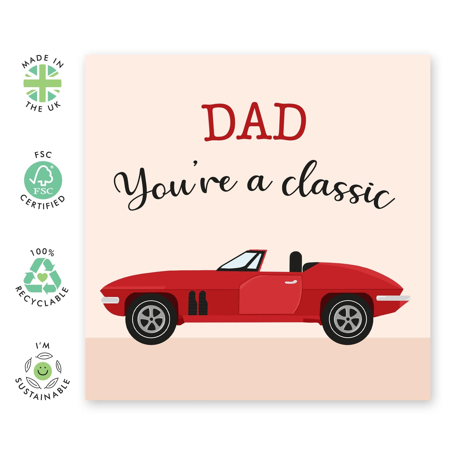 Central 23 Funny Greeting Card - 'DAD YOU'RE A CLASSIC' - For Dad, Daddy, and Father - Retirement Gift - Father's Day or Any Occasion - Show Appreciation with a Humorous Twist - Comes with Stickers