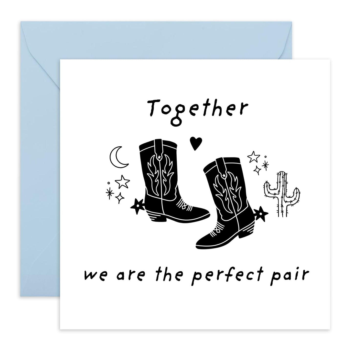 Cowboy Boots Love Card - 'Perfect Pair' - Gifts for Cowboys, Cowgirls, Him, Her, Wife, Husband, Girlfriend, Boyfriend - Knocking Boots - Comes with Fun Stickers