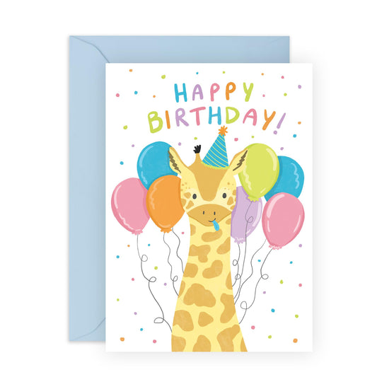 Happy Birthday Daughter Card - Cute Giraffe Balloons - Greeting Cards Birthday For Kids Boys Girls Son Nephew Niece - Celebration Gifts For Him Her - Comes With Stickers By Central 23