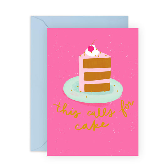 Female Birthday Card - This Calls For Cake - Cute Greeting Cards For Mum Sister Auntie Nana - Gifts For Her - Comes With Stickers And Envelope - By Central 23