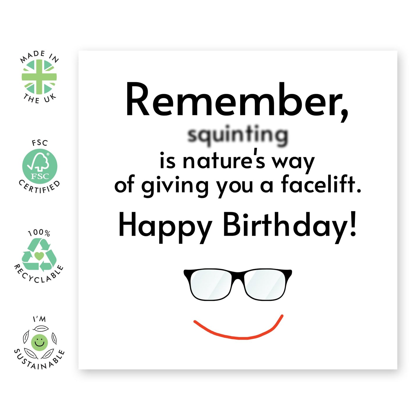 Birthday Card For Him Her - Nature's Face Lift Glasses - Naughty Birthday Cards For Men Women - Gifts For Friend Bestfriend - From Friend Bff - Comes With Stickers By Central 23