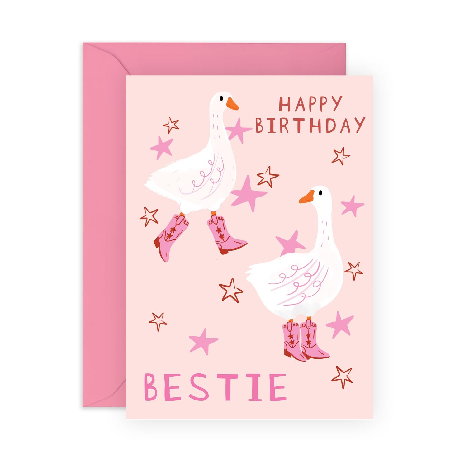 Bestie's Birthday Card - 'Geese Birthday Bestie' - Gifts for Best Friends, Besties, BFF,Girlfriends, Sister, Sis, Gals, Her - Geese in Boots - Comes with Fun Stickers
