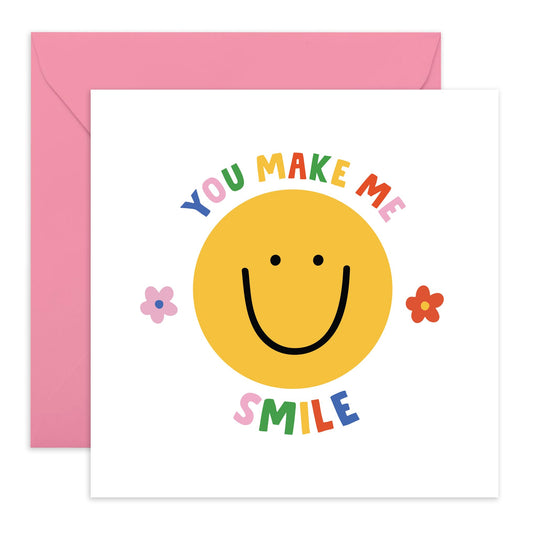 Greeting Card - 'You Make Me Smile' - For Anyone - Cheerful Design - Ideal for Brightening Someone’s Day and Celebrating Any Occasion - Spreading Happiness - Comes with Fun Stickers by Central 23