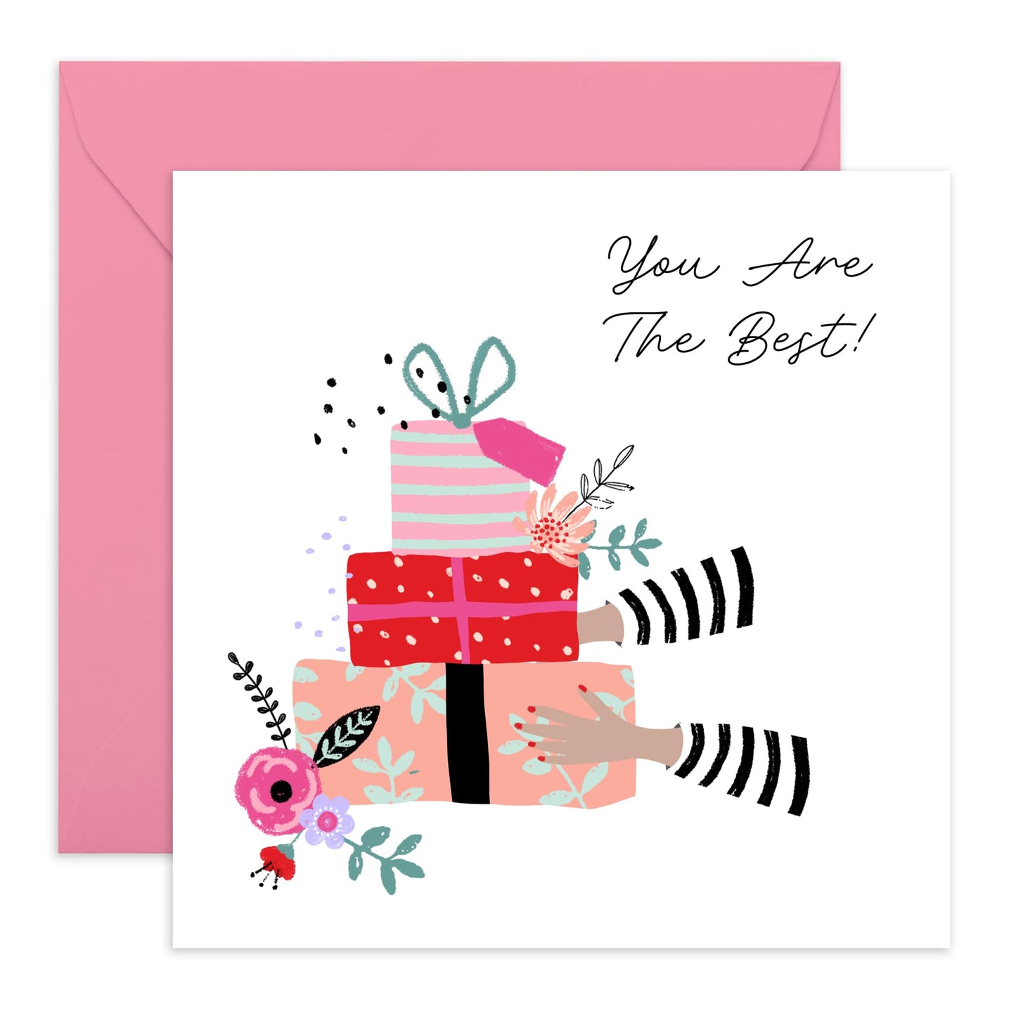 Giving Gifts Greeting Card - 'You Are The Best Presents' - Gifts for Friends, Coworkers, Colleague, Cousin, BFF, Neighbours, Uncle, Brother - Celebrating - Comes with Fun Stickers