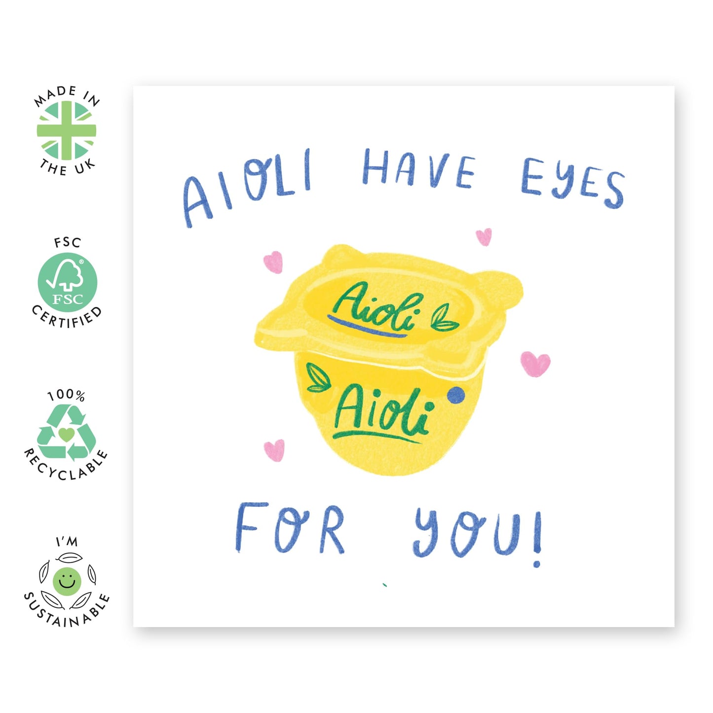 Funny Friend Birthday Cards For Women - Aoili Hay Eyes For You - Witty Food Puns - Bestfriend Card For Men Women - Friendship Gifts For Her Him Bestie Bff - Comes With Cute Stickers By Central 23