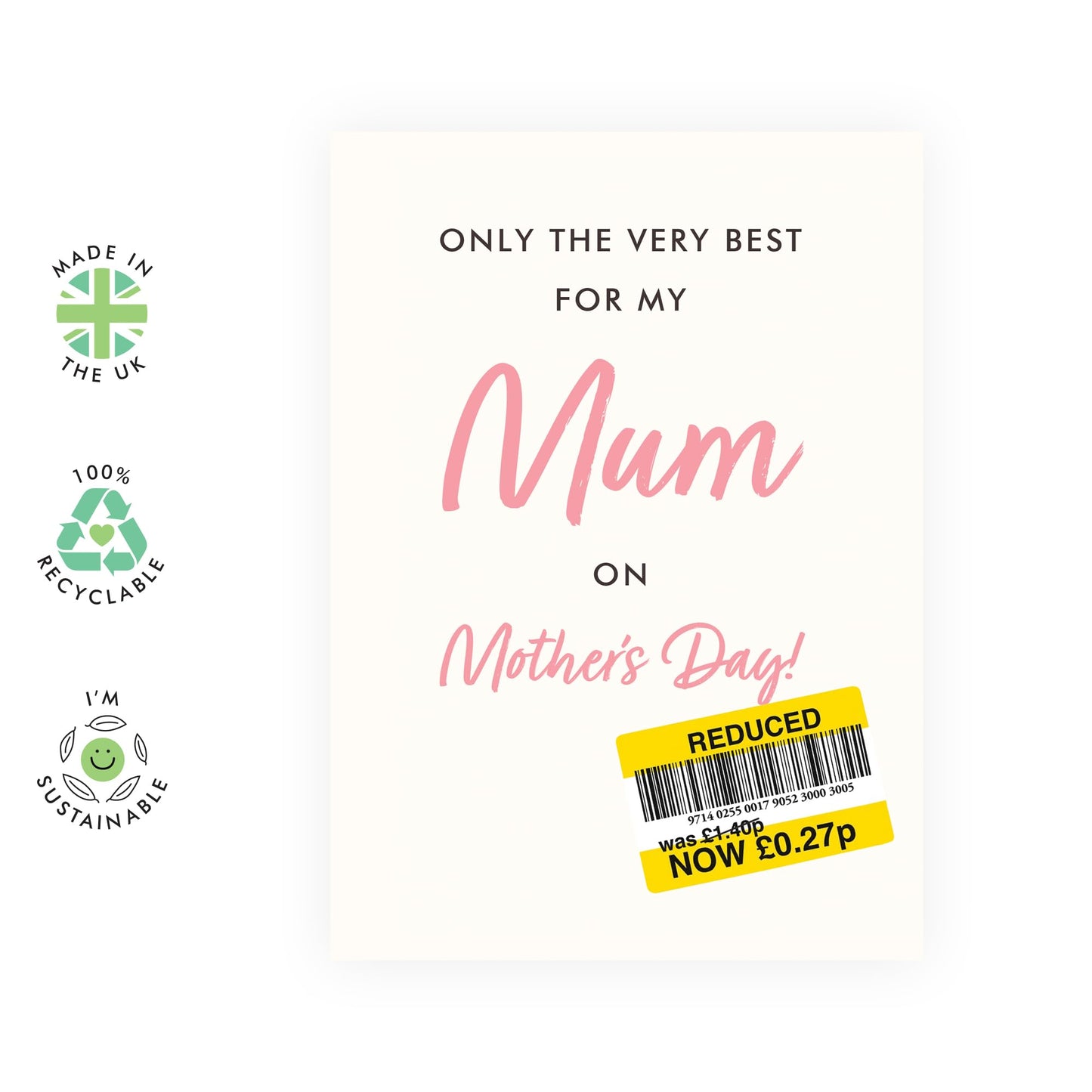 Mothers Day Card For Her – “For My Mum” – Humorous Greeting Card for Mam, Mummy, Mama, Ma, Women, Ladies from Son or Daughter - Funny Appreciation & Thank You Gift - Comes with Fun Stickers