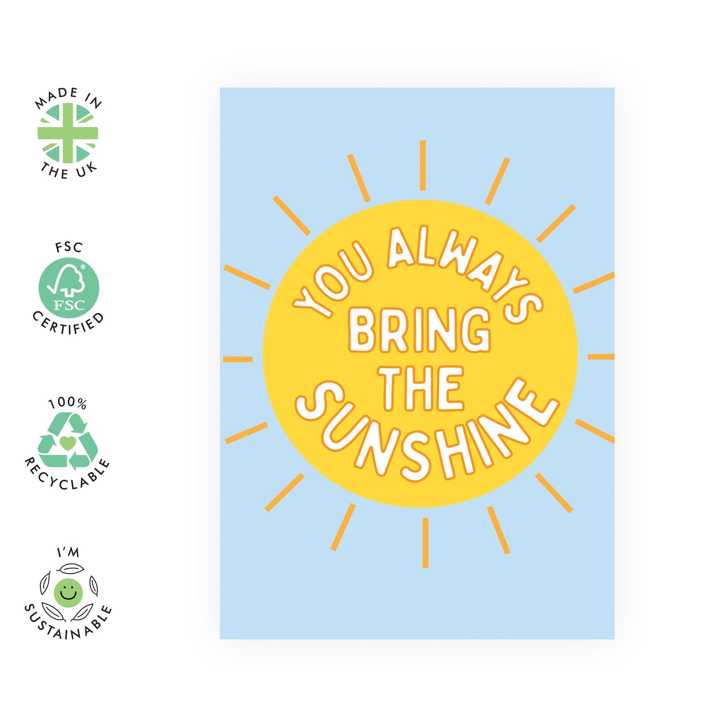 Thank You Cards For Daughter Son - You Always Bring The Sun - Sweet Friend Card For Women Men Him Her - Appreciation Gifts For Mum Dad Wife Husband - Comes With Cute Stickers By Central 23