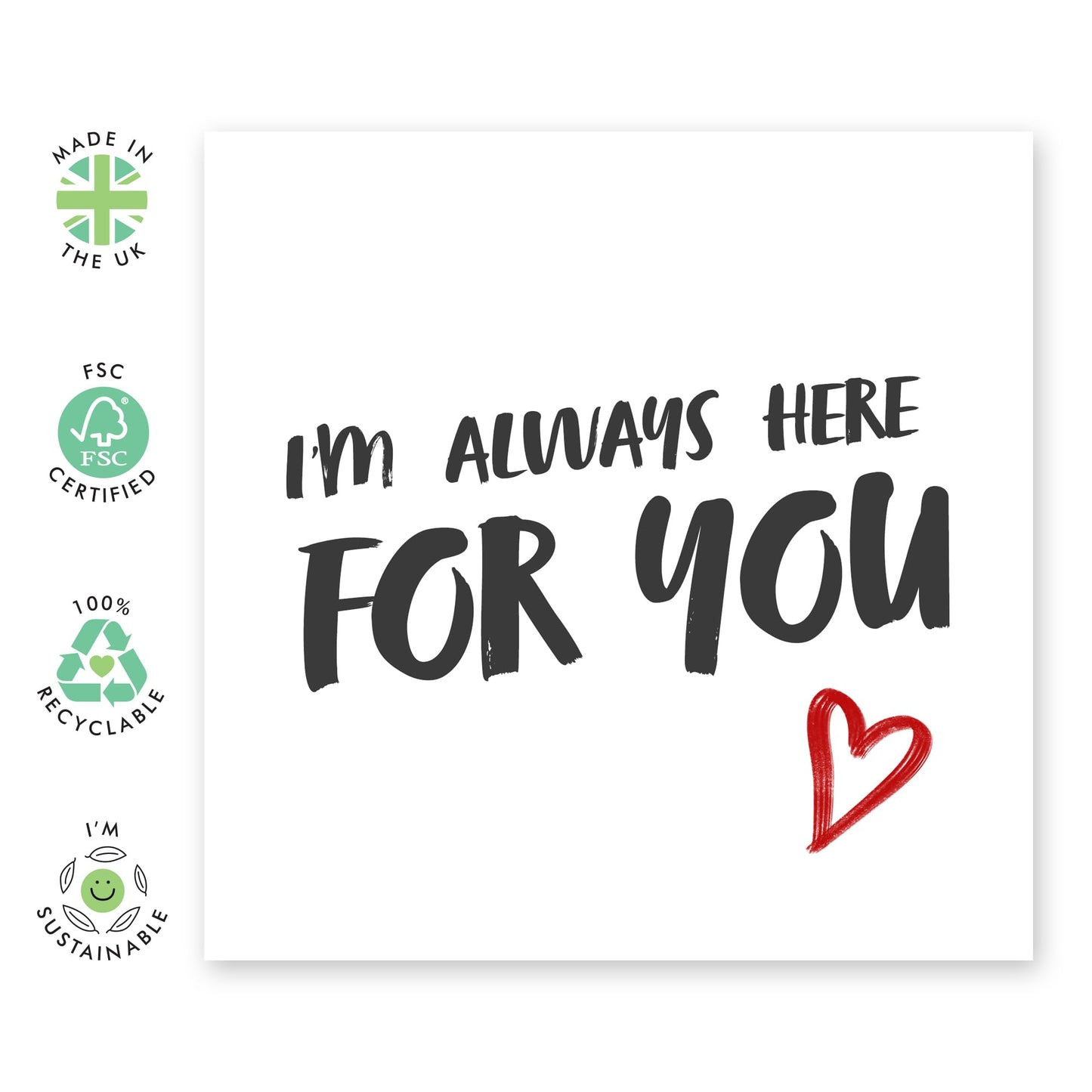 Thinking Of You Card - Encouragement Cards For Men - Always Here For You - Praying For You Cards - Get Well Soon Sympathy Gifts - Heart Surgery Recovery Gifts - Comes With Stickers By Central 23