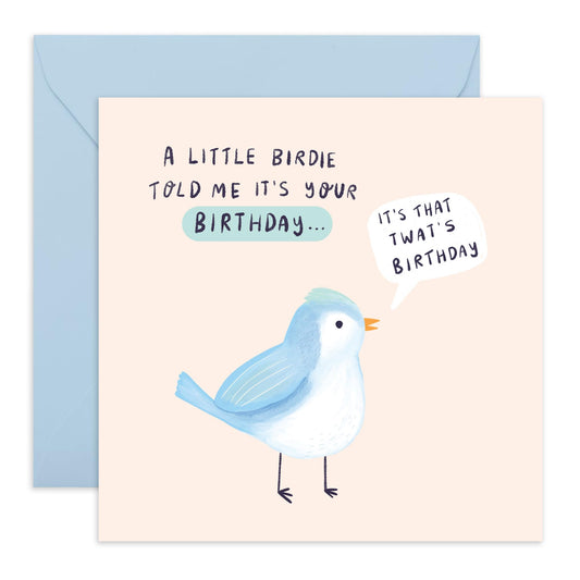 Funny Bird Birthday Card - 'Birdie Birthday Tw*t' - Gifts for Friends, Coworker, Bestie, BFF, Bruv, Mates, Lad, Bro, Officemate - Talking Bird- Comes with Fun Stickers
