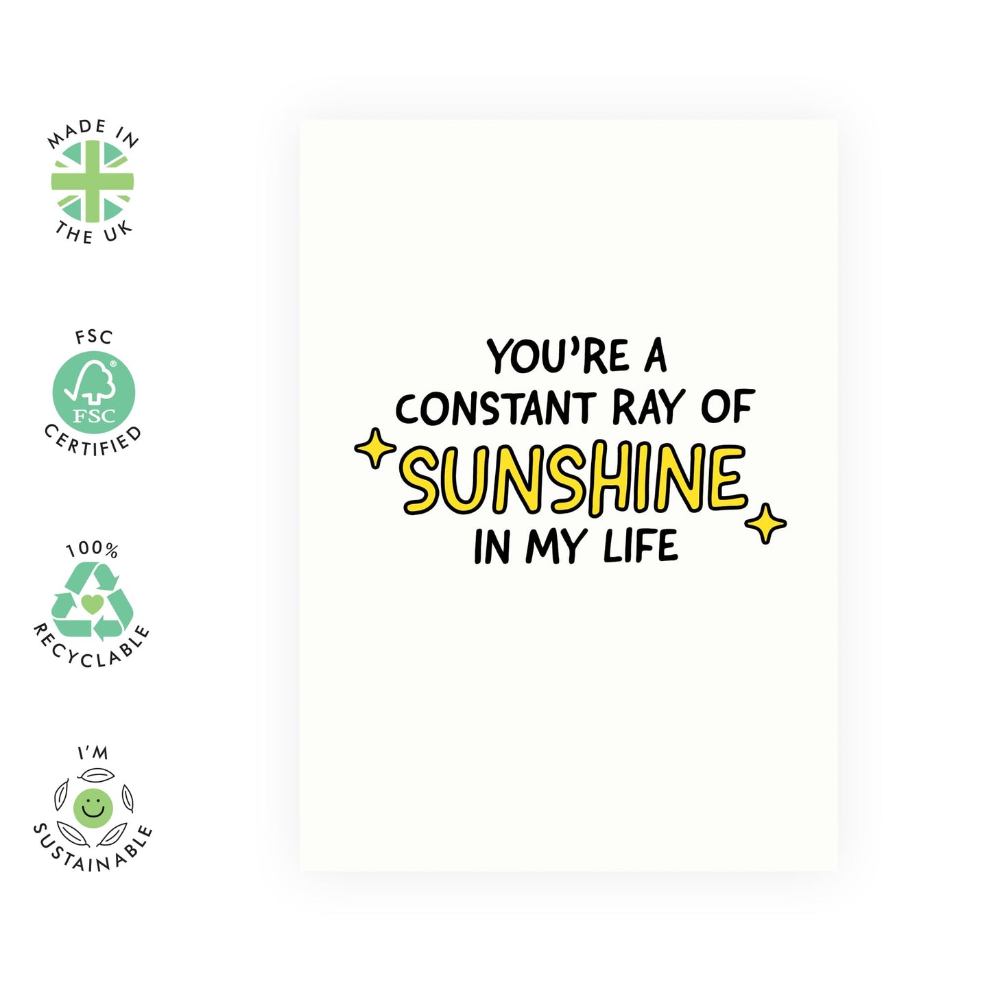 Thoughtful Greeting Card - 'Sunshine' - Gifts for Family, Husband, Wife, Boyfriend, Girlfriend, Grandparents, Mum, Dad, Son, Daughter - Happy - Comes with Fun Stickers