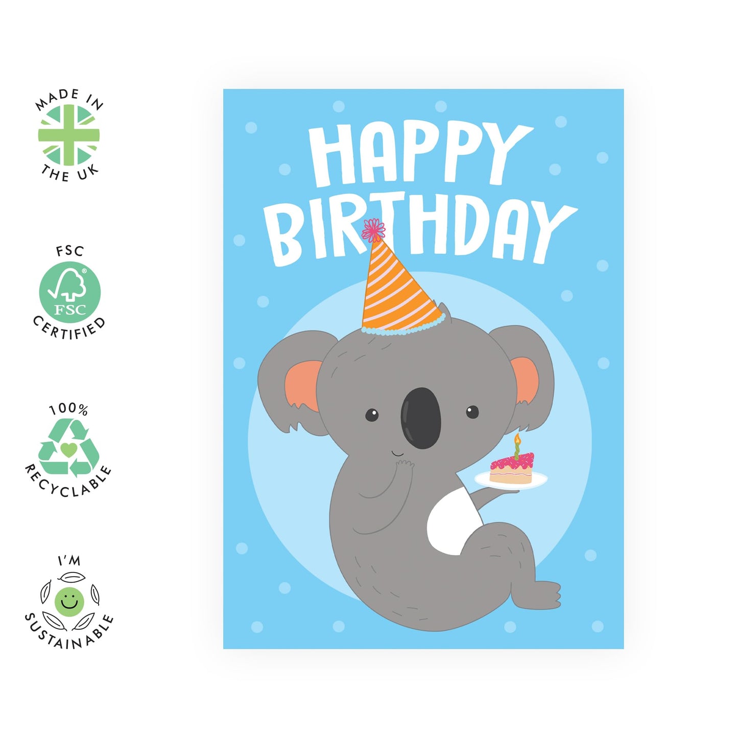 Koala Birthday Card For Men Women - Happy Birthday Card For Him Her - Cute Greeting Cards For Boys Girls - Gifts For Son Daughter Brother Sister Bestfriend - Comes With Fun Stickers By Central 23