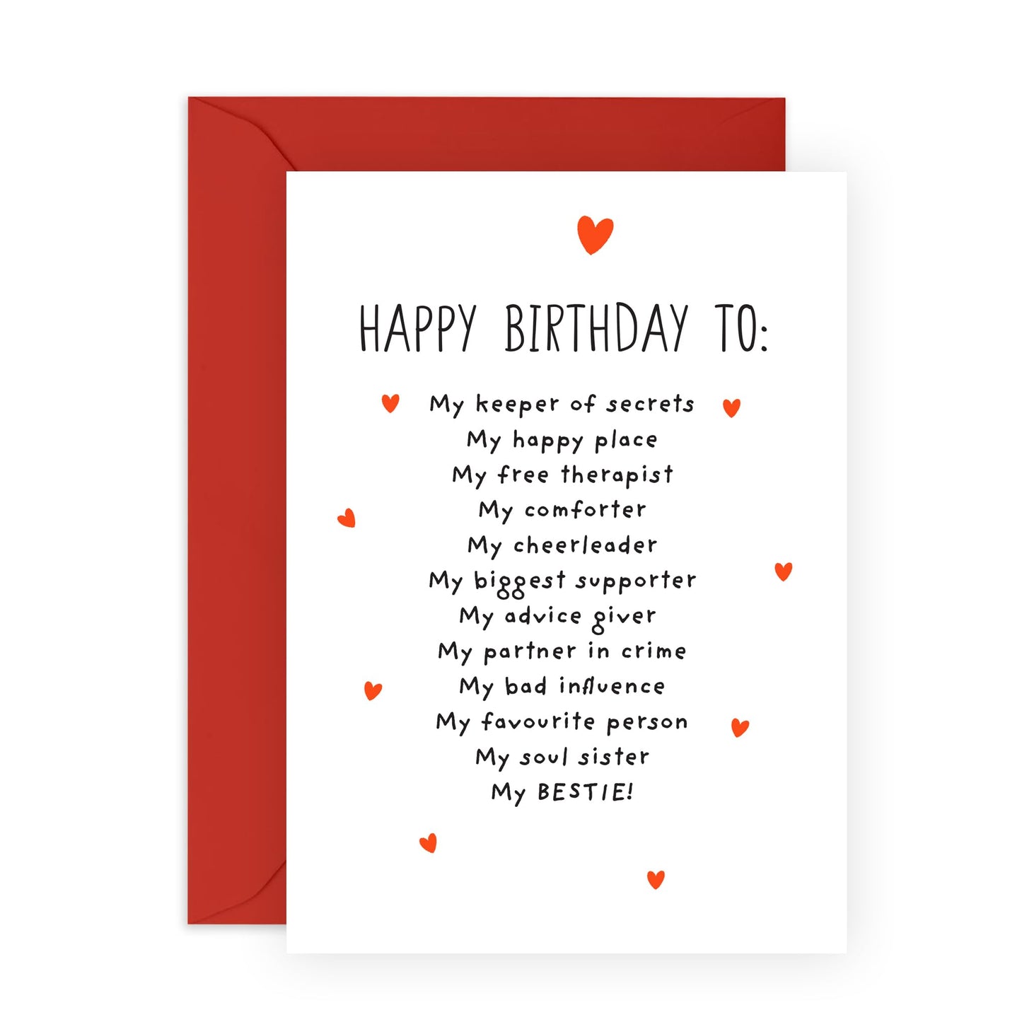 Greeting Card - 'Bestie, You're My' - For Your Best Friend - Ideal for Expressing Friendship, Love and Appreciation - Perfect for Any Occasion - Comes with Fun Stickers by Central 23