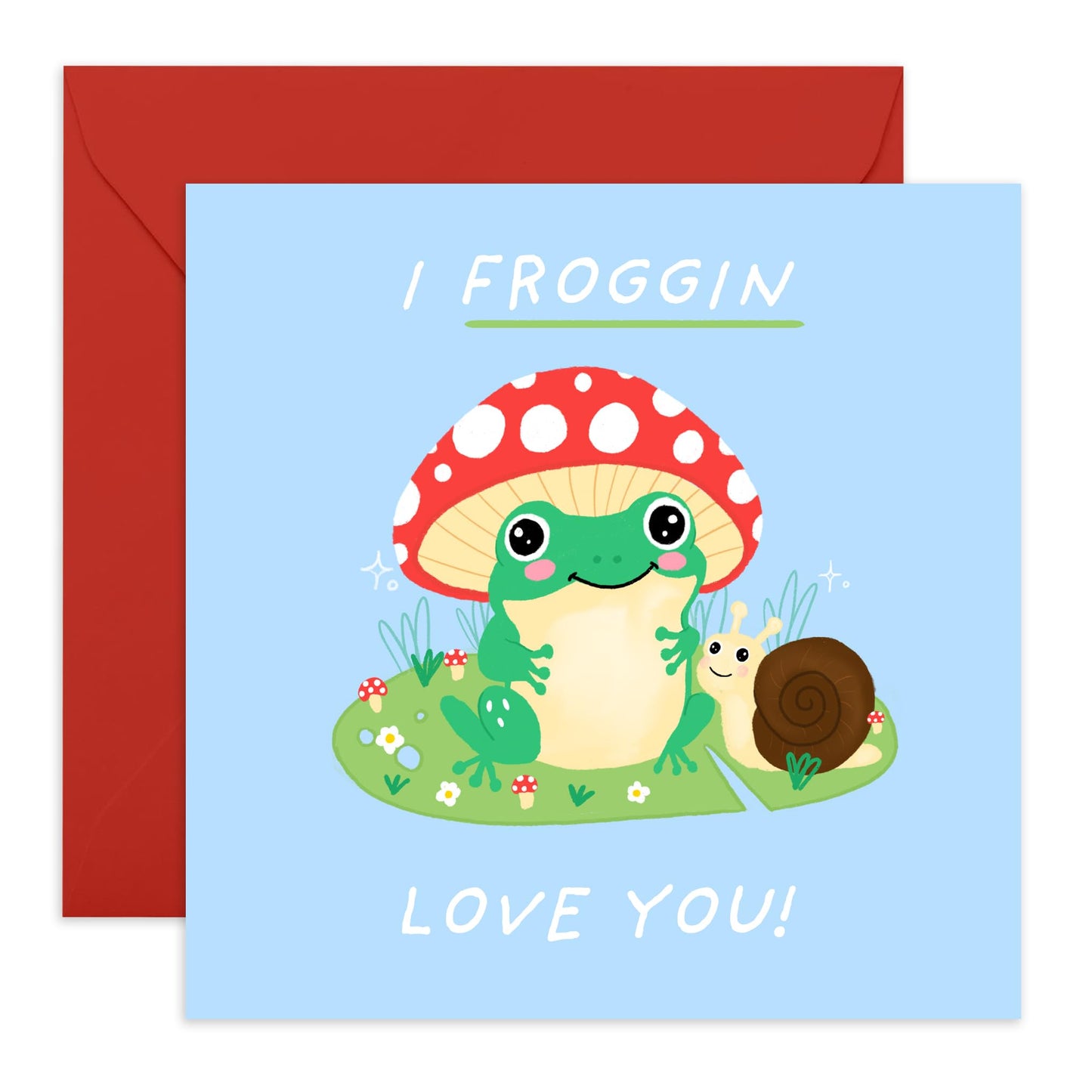 Romantic Frog Love Card - 'Froggin I Love You' - Gifts for Him, Her, Wife, Husband, Girlfriend, Boyfriend, Babe, Fiance - Valentines Day Greeting - Comes with Fun Stickers