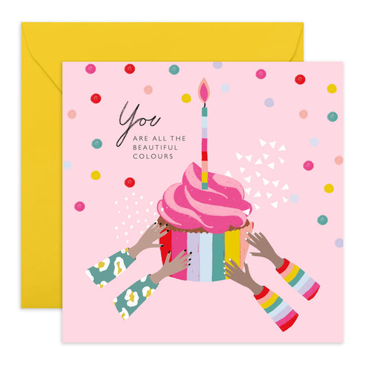 Cupcake Love Greeting Card - 'LGBT 18' - Gifts for Gays, Lesbian, Him, Her, She, He, His, Her, Ladies, Men, Women, Male, Female, Guys, Girls - True Colors - Comes with Fun Stickers