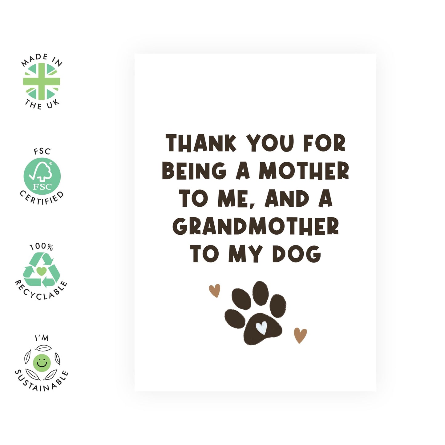 Mum Birthday Card For Her - Grandmother To My Dog - Cheeky Greeting Cards For Grandmum Mother Mummy - Pet Owners - Greeting Cards For Fur Parents - Comes With Fun Stickers By Central 23