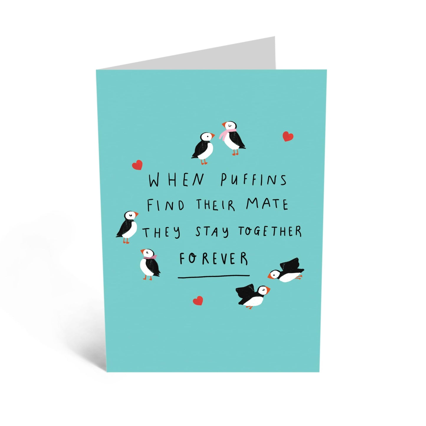 Adorable Greeting Card - 'PUFFIN COUPLES FOREVER' - Perfect for Celebrating Lasting Love with a Cute Twist - Ideal for Couples Who Cherish Endearing Messages - Comes With Stickers By Central 23