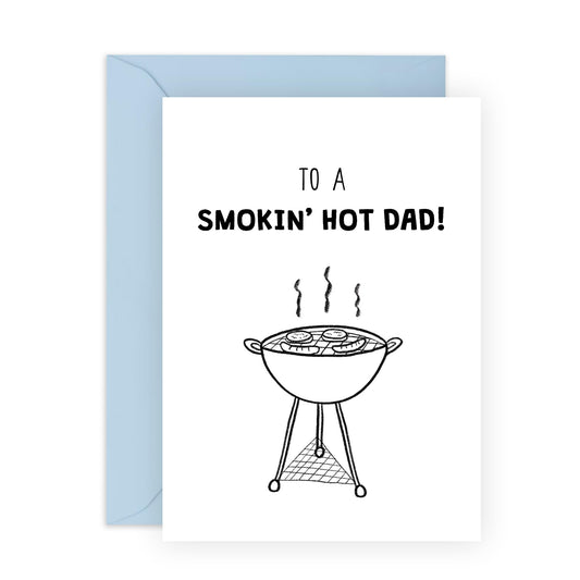 Funny Birthday Cards For Dad - Bbq Smokin Hot Dad - Humorous Greeting Cards For Men - Father’s Day Card - Husband Birthday Cards - Comes With Stickers - By Central 23