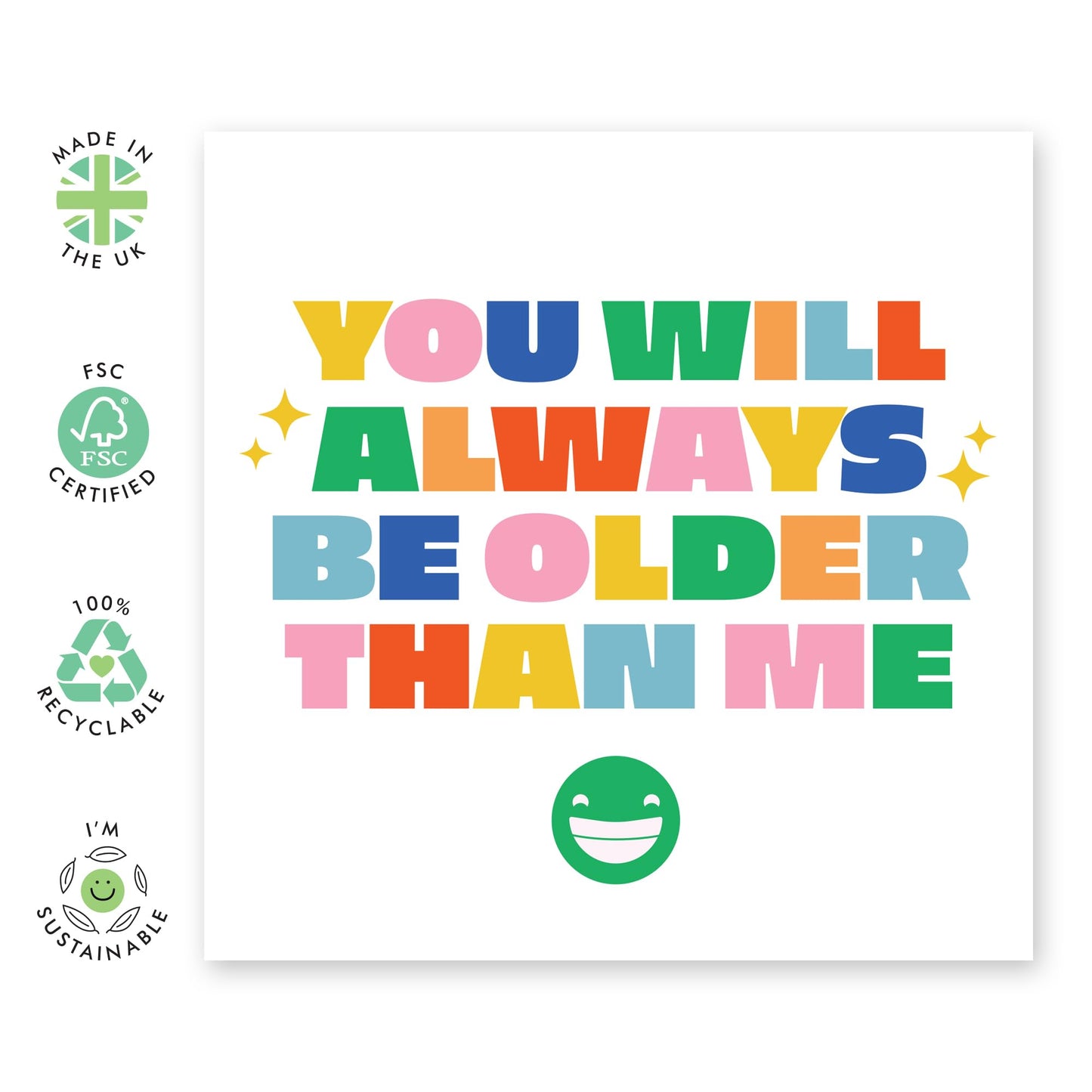 Funny Birthday Cards For Him Her - You Will Always Be Older Than Me - Big Sister Birthday Card - Older Brother Greeting Cards - Comes With Fun Stickers By Central 23