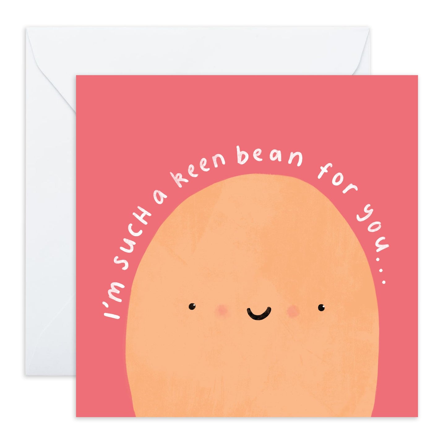 Cute Love Card for Him Her – "I’m Such a Keen Bean" – Adorable Pun Anniversary or Valentines Day, Greeting for Boyfriend, Girlfriend, Husband, Wife, Partner, Couples, Loved One – Comes with Stickers