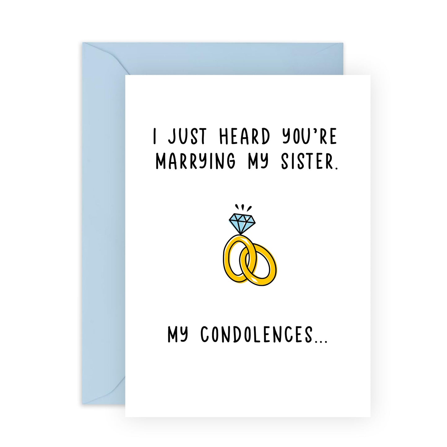 Funny Wedding Card for Brother-in-Law, Him – Humorous "Marrying My Sister" Condolences Card – For Engagements or Weddings - Comes with Fun Stickers